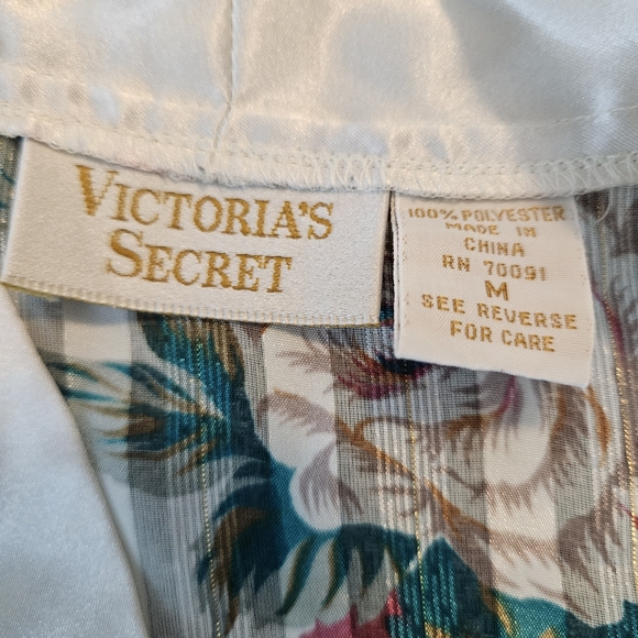 Vintage Victorias Secret Sheer Floral Strip Sleep Shirt Sz Medium Button Down - Picture 5 of 11